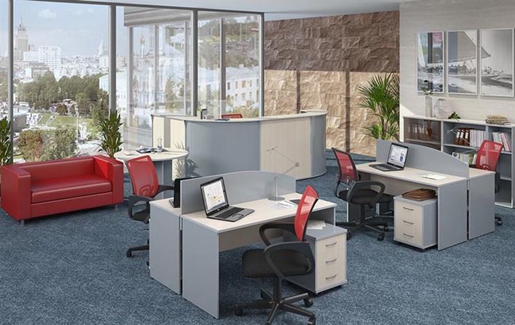 Офисный набор мебели IMAGO четыре рабочих места, стол для переговоров во Владимире - изображение 1